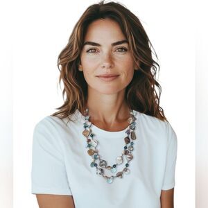 Lia Sophia Ocean Air Genuine Mother Of Pearl and Abalone Necklace